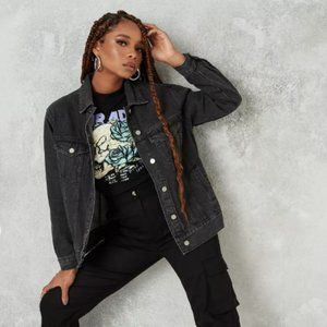Black Oversized Denim Boyfriend Jacket